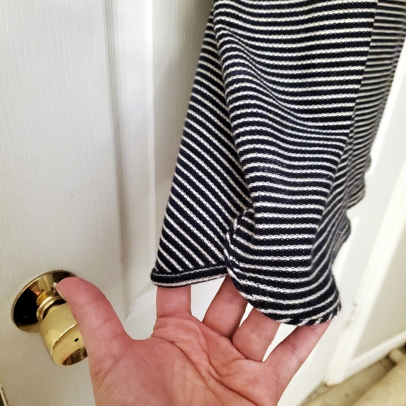 Ann Taylor Loft Navy Blue White Striped cotton blend Sheath Dress S - Picture 5 of 6